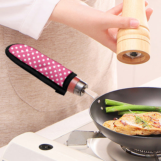 Pink And White Polka Dot Pattern Print Skillet Handle Cover