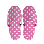 Pink And White Polka Dot Pattern Print Slippers