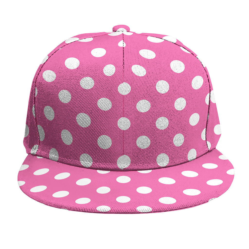 Pink And White Polka Dot Pattern Print Snapback Cap