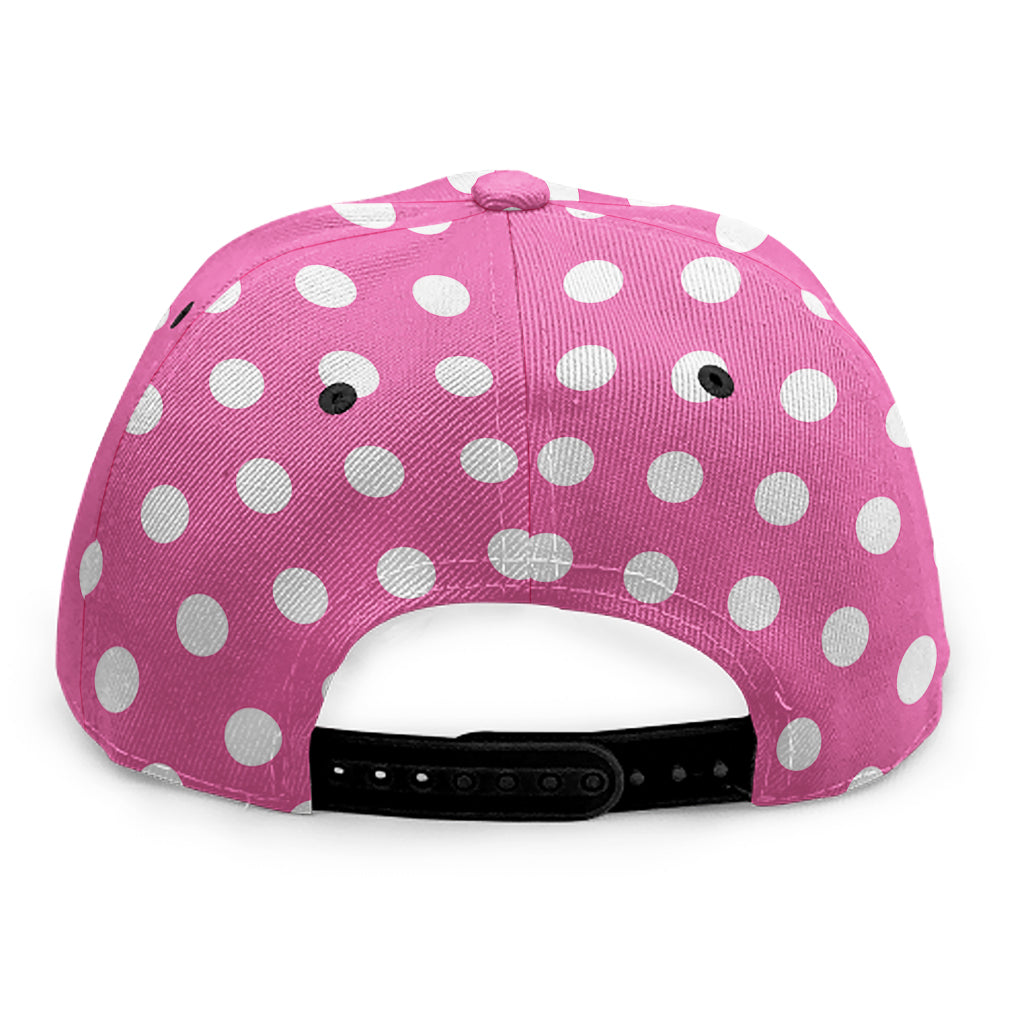 Pink And White Polka Dot Pattern Print Snapback Cap