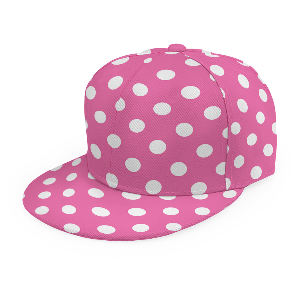 Pink And White Polka Dot Pattern Print Snapback Cap