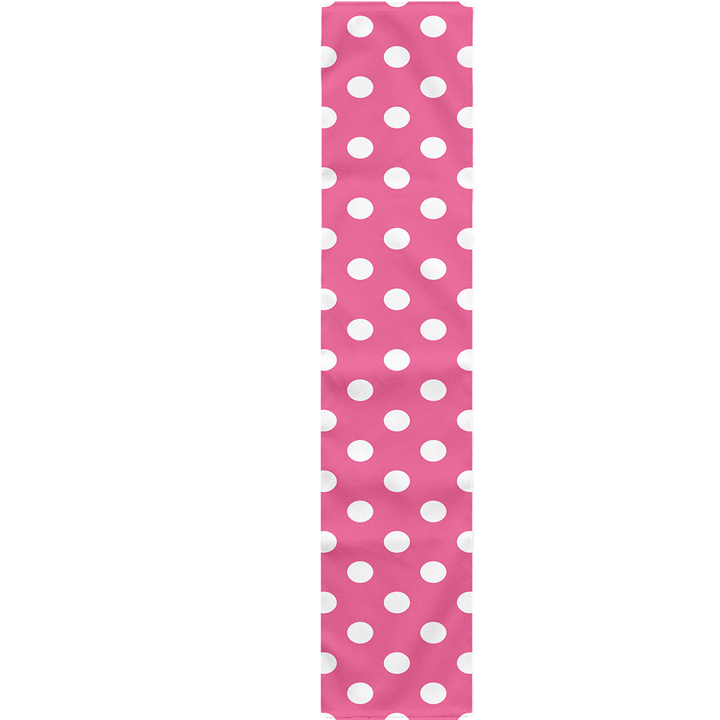 Pink And White Polka Dot Pattern Print Table Runner