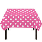 Pink And White Polka Dot Pattern Print Tablecloth