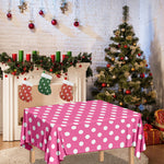 Pink And White Polka Dot Pattern Print Tablecloth