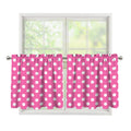 Pink And White Polka Dot Pattern Print Tier Curtains
