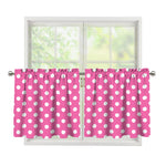 Pink And White Polka Dot Pattern Print Tier Curtains