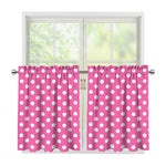 Pink And White Polka Dot Pattern Print Tier Curtains