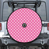 Pink And White Polka Dot Pattern Print Tire Cover With Camera Hole