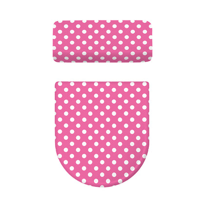 Pink And White Polka Dot Pattern Print Toilet Lid And Tank Cover Set