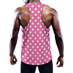 Pink And White Polka Dot Pattern Print Training Tank Top