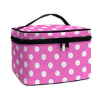 Pink And White Polka Dot Pattern Print Travel Makeup Bag