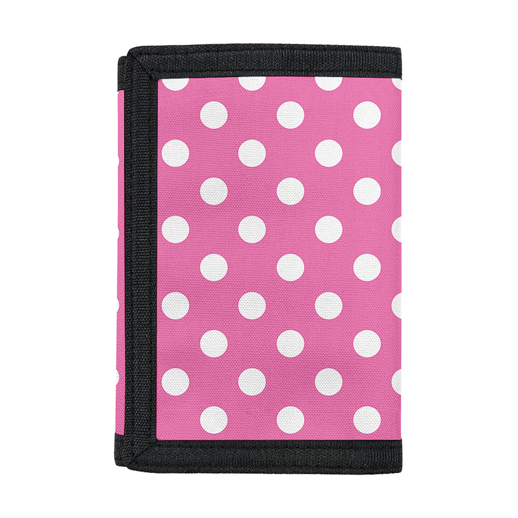 Pink And White Polka Dot Pattern Print Trifold Wallet