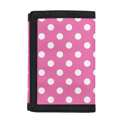 Pink And White Polka Dot Pattern Print Trifold Wallet