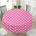 Pink And White Polka Dot Pattern Print Waterproof Round Tablecloth