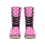 Pink And White Polka Dot Pattern Print Winter Boots