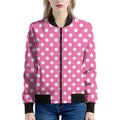 Pink And White Polka Dot Pattern Print Women's Bomber Jacket