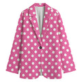 Pink And White Polka Dot Pattern Print Women's Cotton Blazer