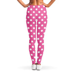 Pink And White Polka Dot Pattern Print Women's Leggings