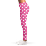 Pink And White Polka Dot Pattern Print Women's Leggings