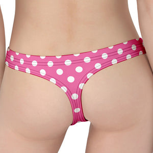 Pink And White Polka Dot Pattern Print Women's Thong