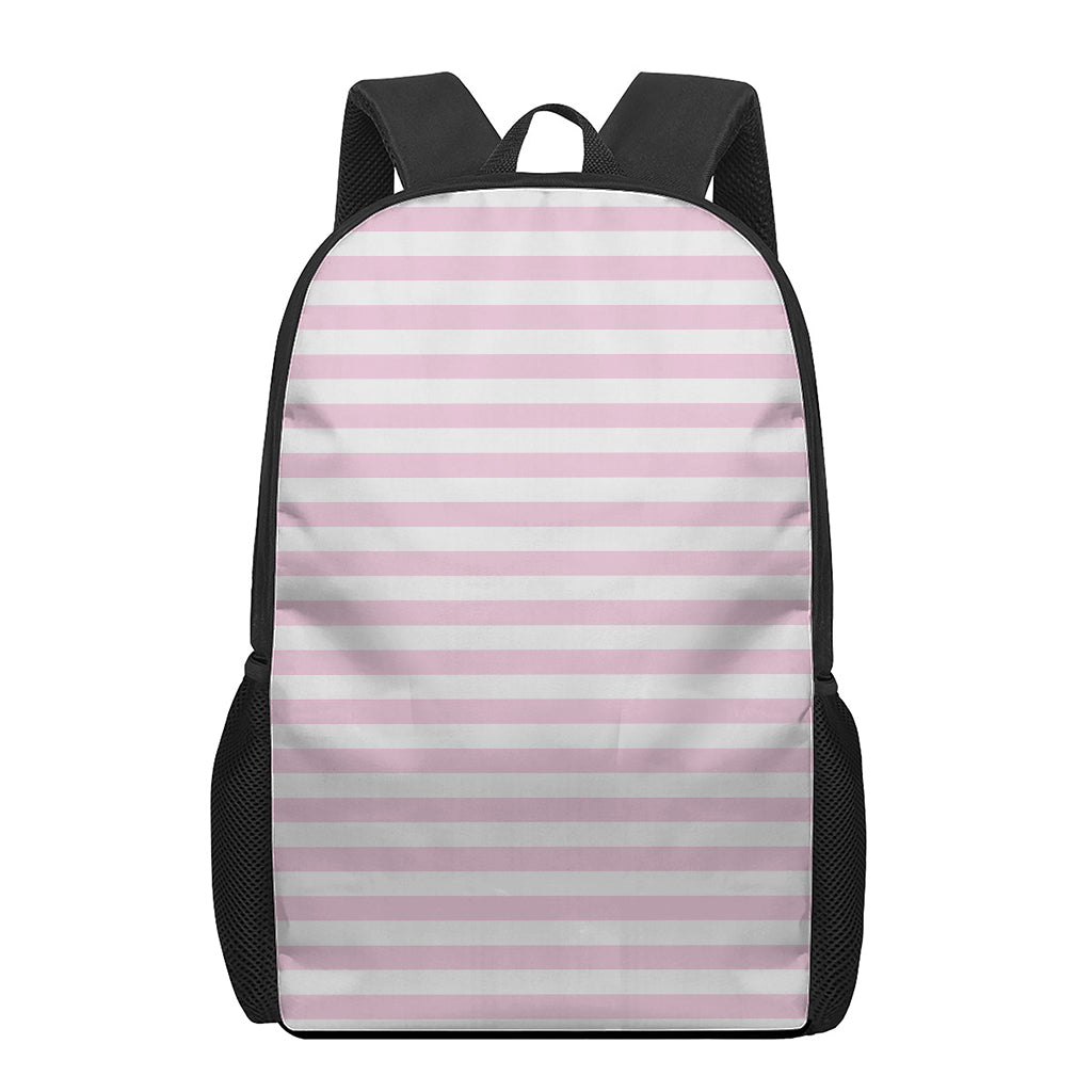 Pink And White Striped Pattern Print 17 Inch Backpack