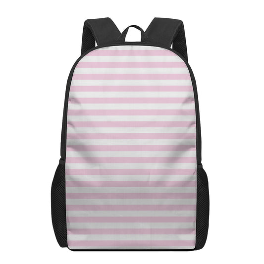 Pink And White Striped Pattern Print 17 Inch Backpack