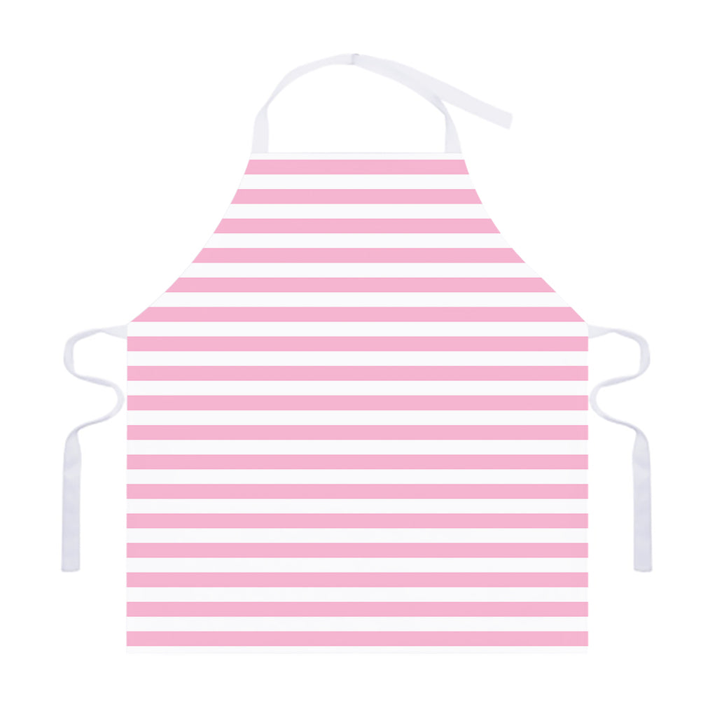 Pink And White Striped Pattern Print Adjustable Apron