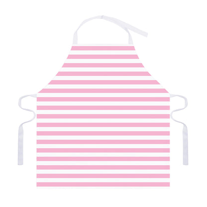 Pink And White Striped Pattern Print Adjustable Apron