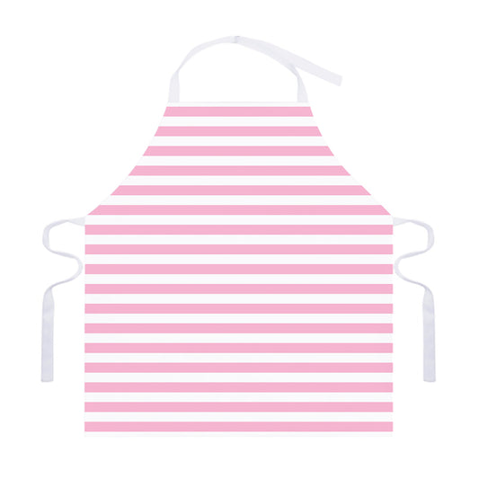 Pink And White Striped Pattern Print Adjustable Apron