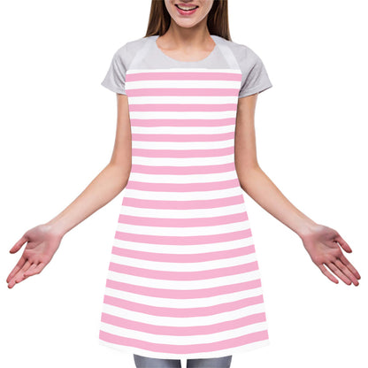 Pink And White Striped Pattern Print Adjustable Apron