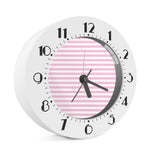 Pink And White Striped Pattern Print Alarm Clock