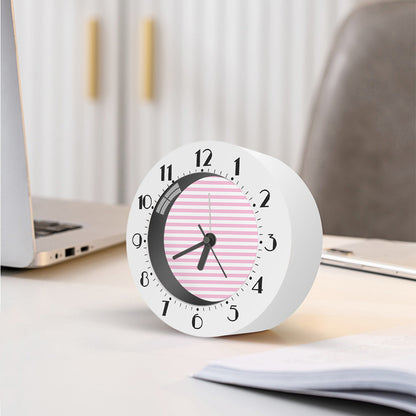 Pink And White Striped Pattern Print Alarm Clock