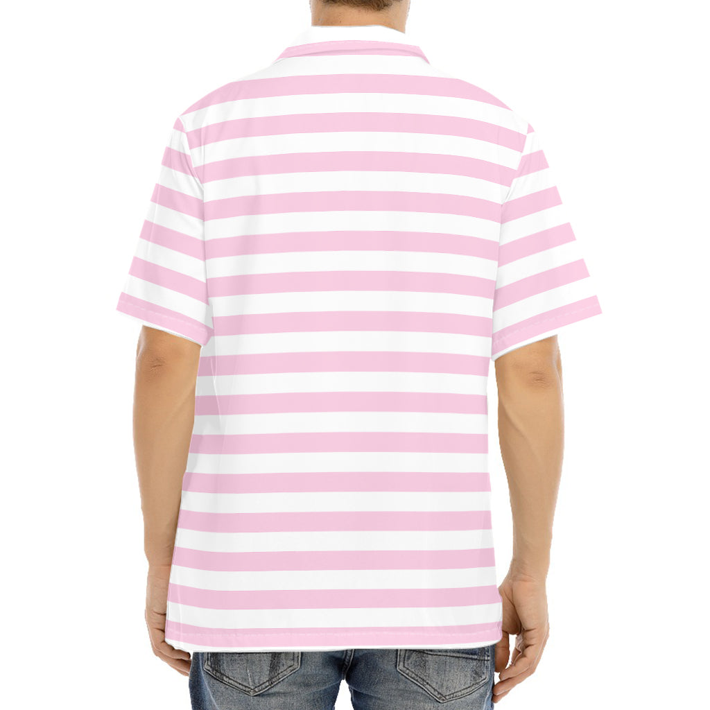 Pink And White Striped Pattern Print Aloha Shirt