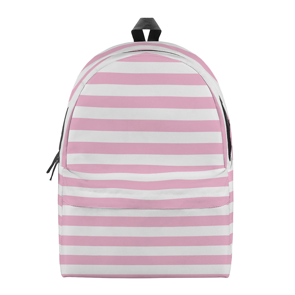 Pink And White Striped Pattern Print Backpack