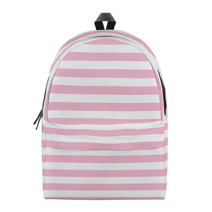 Pink And White Striped Pattern Print Backpack
