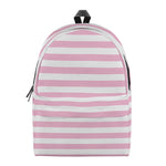 Pink And White Striped Pattern Print Backpack