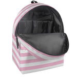Pink And White Striped Pattern Print Backpack