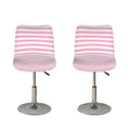 Pink And White Striped Pattern Print Bar Stool Covers