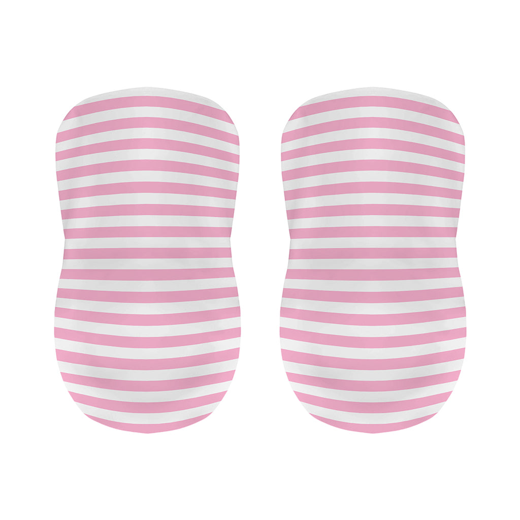 Pink And White Striped Pattern Print Bar Stool Covers