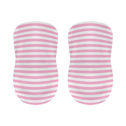 Pink And White Striped Pattern Print Bar Stool Covers