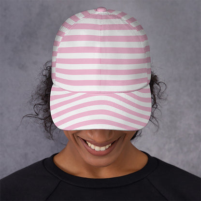 Pink And White Striped Pattern Print Baseball Cap
