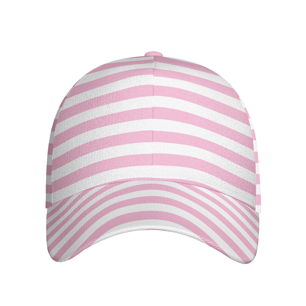 Pink And White Striped Pattern Print Baseball Cap