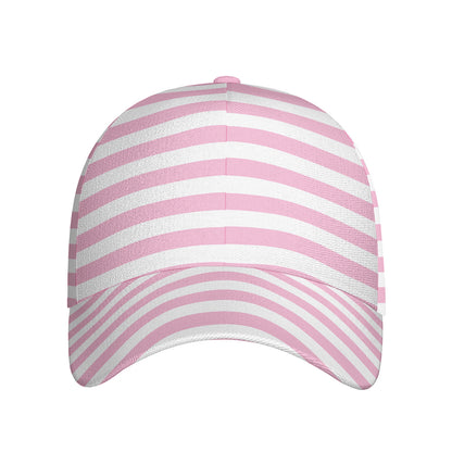 Pink And White Striped Pattern Print Baseball Cap