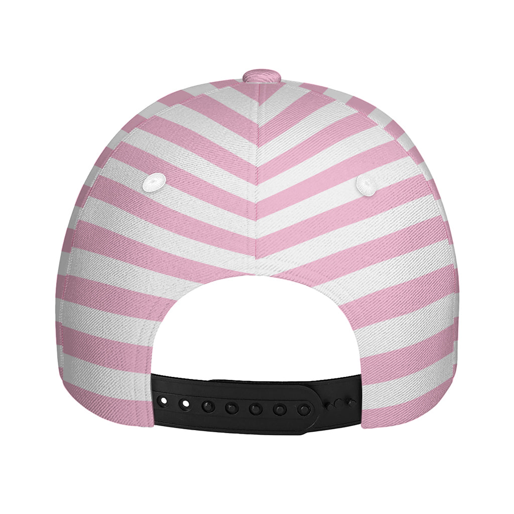 Pink And White Striped Pattern Print Baseball Cap