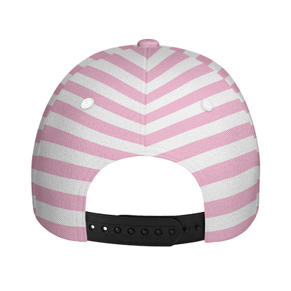 Pink And White Striped Pattern Print Baseball Cap