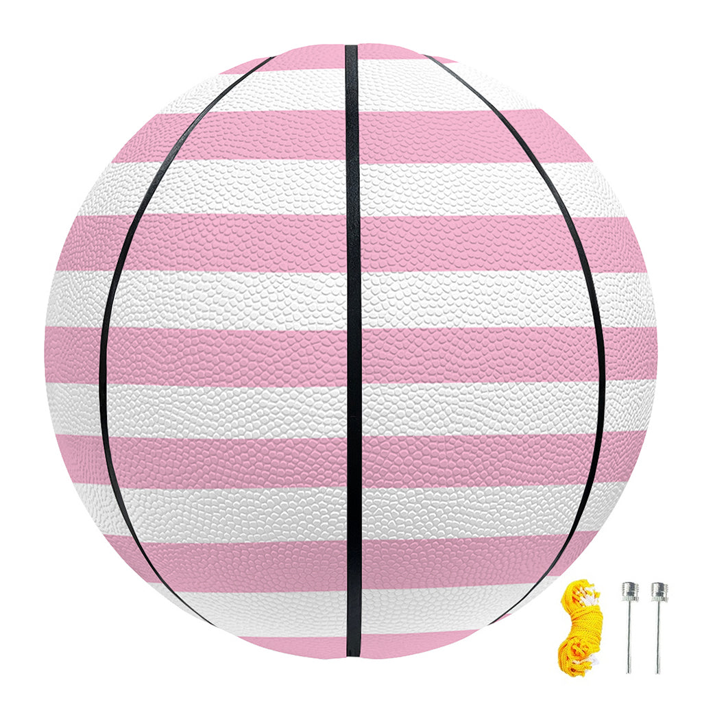 Pink And White Striped Pattern Print Basketball