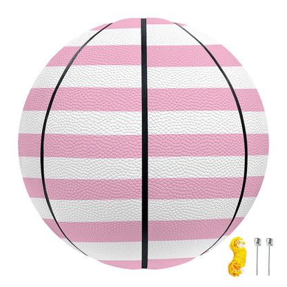 Pink And White Striped Pattern Print Basketball
