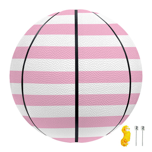 Pink And White Striped Pattern Print Basketball