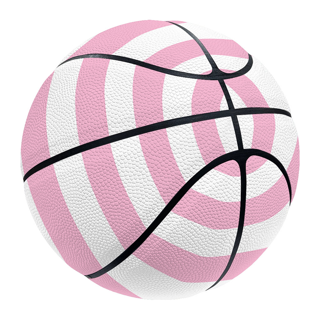 Pink And White Striped Pattern Print Basketball
