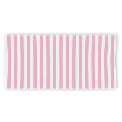 Pink And White Striped Pattern Print Beach Towel
